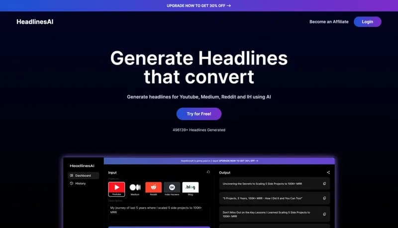 Headlines AI screenshot