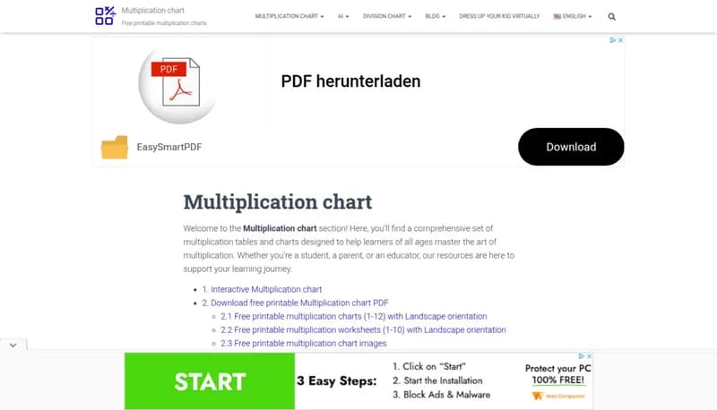 Multiplication Chart screenshot