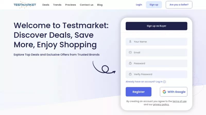 Testmarket screenshot