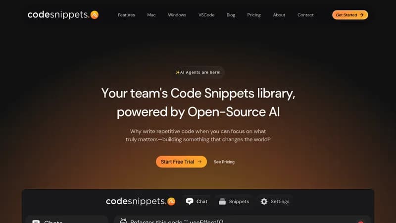 code snippets ai website