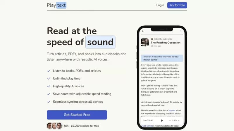 Playtext screenshot