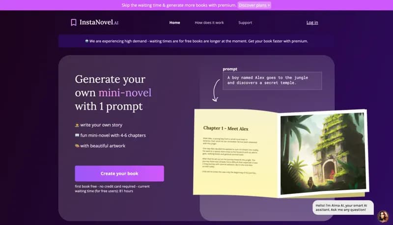 InstaNovel.ai screenshot