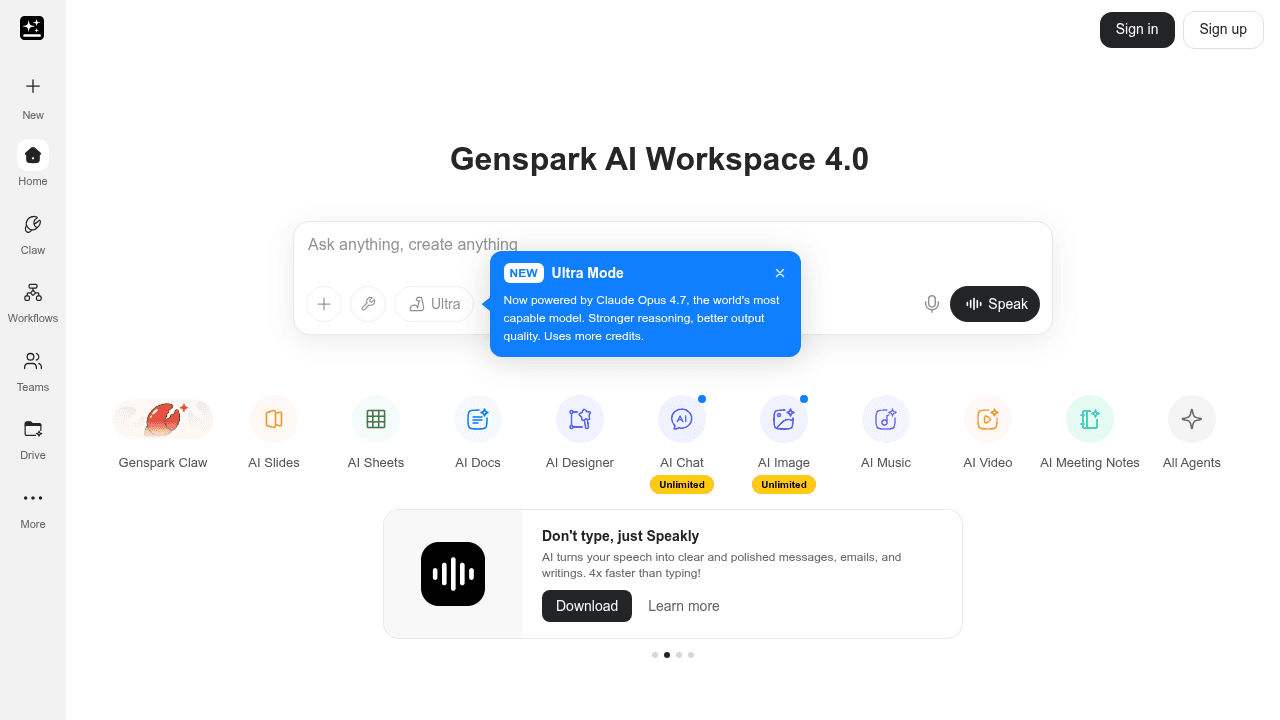 genspark ai workspace website