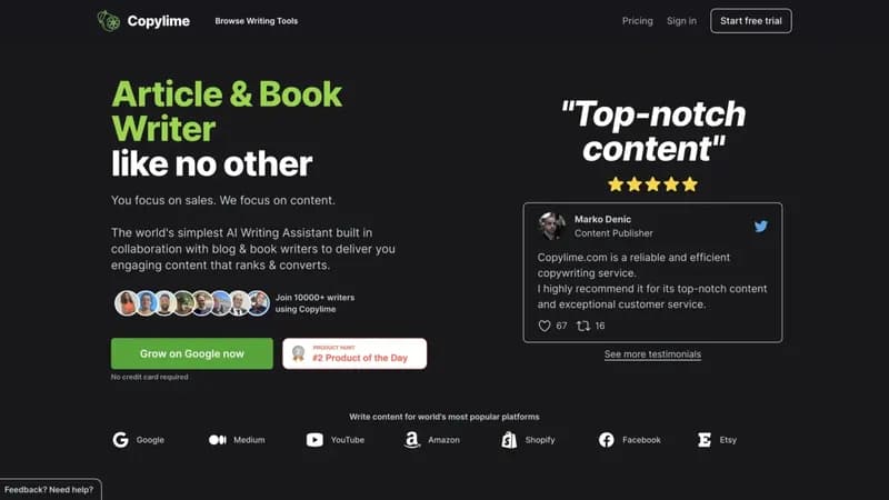 Copylime screenshot