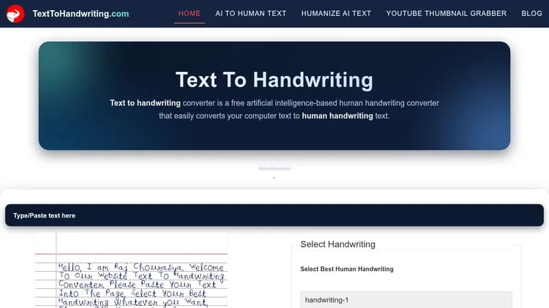 text to handwriting website