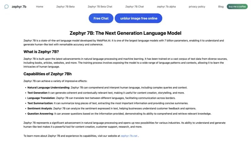 Zephyr 7B screenshot