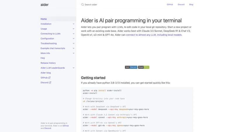 Aider screenshot