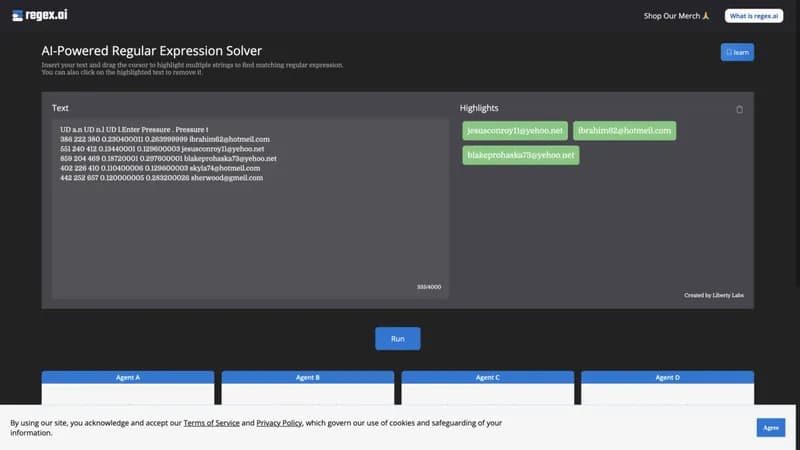 AI-Powered Regex Solver screenshot