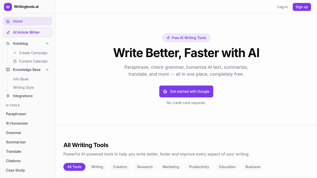 writingtools.ai website