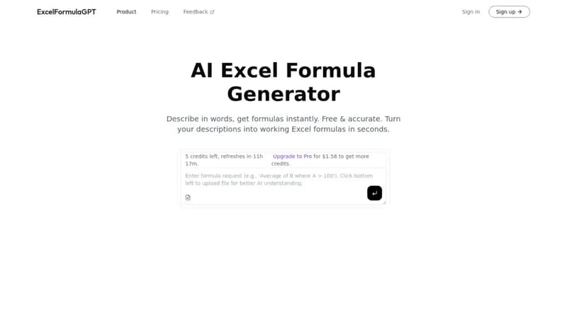 Excel Formula GPT screenshot