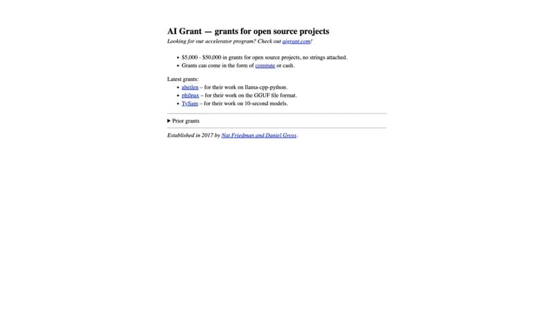 AI Grant screenshot