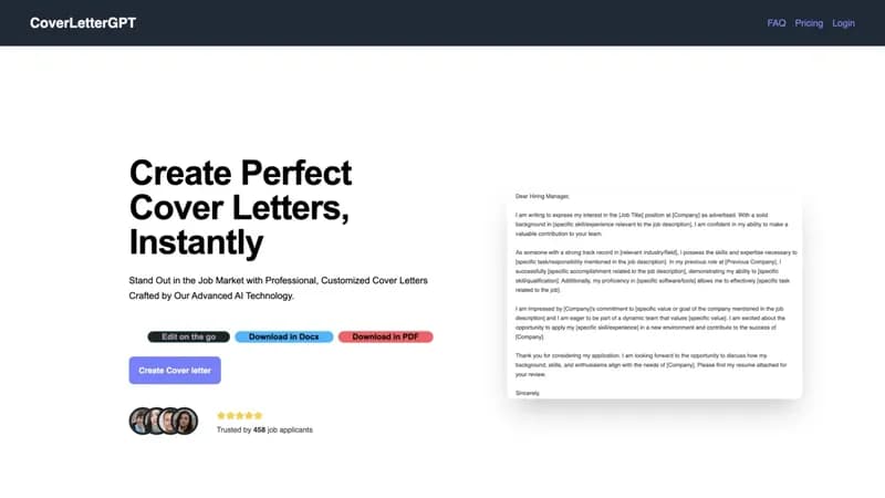 CoverLetterGPT screenshot