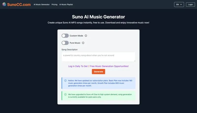 Suno AI Music Generator screenshot