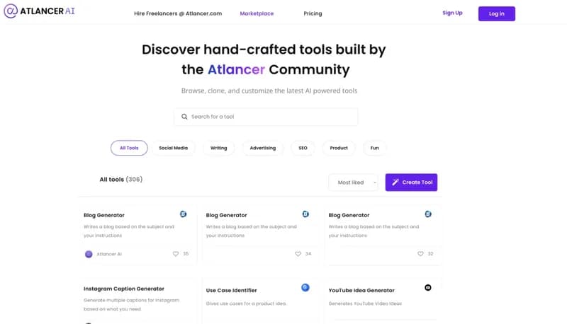 Atlancer Community AI Tools screenshot