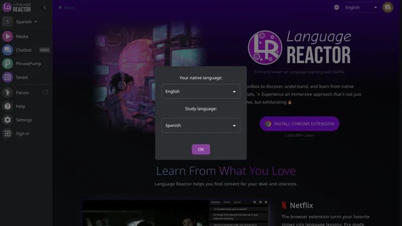 Language Reactor screenshot
