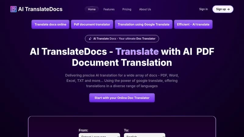 ai translatedocs website