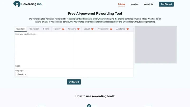 Rewording Tool screenshot