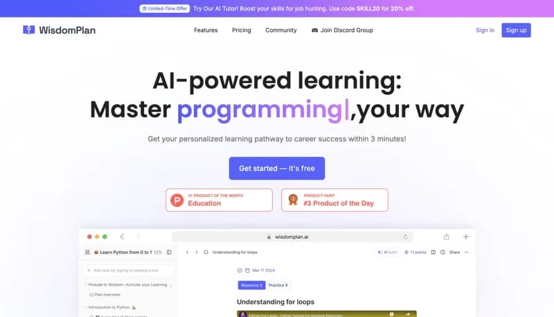 WisdomPlan screenshot