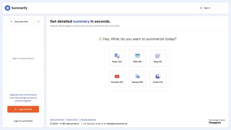 Summarify screenshot
