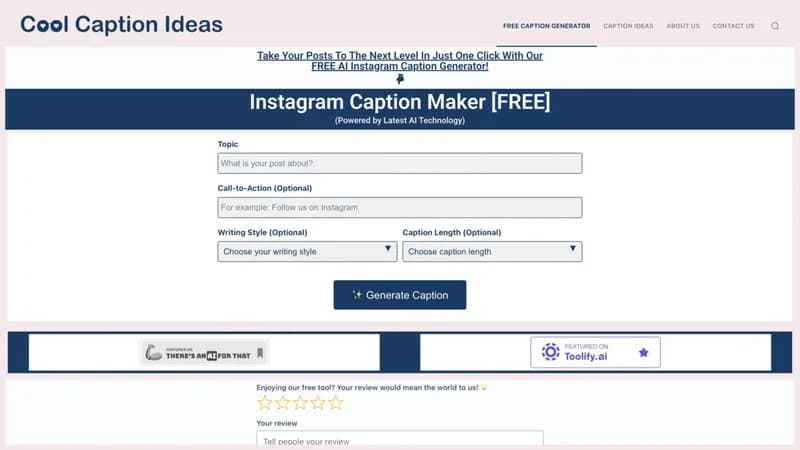coolcaptionideas.com screenshot