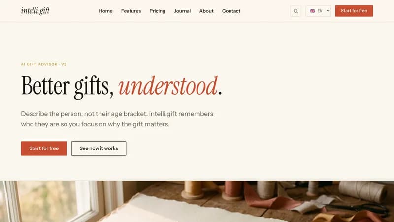 intelli.gift website