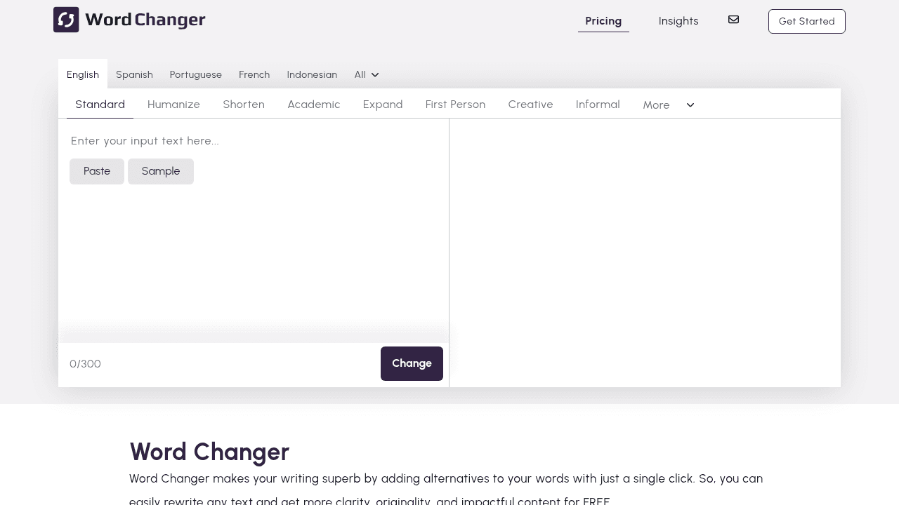 word changer website