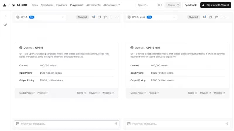 AI Playground screenshot
