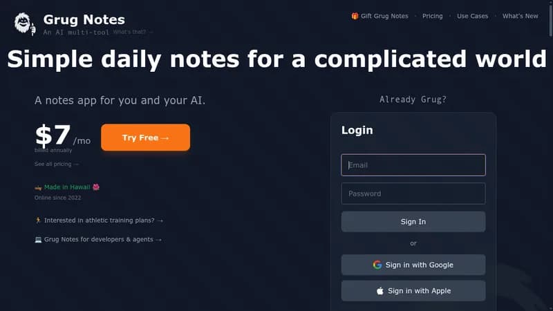 grug notes website