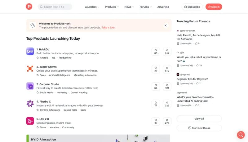 Product Hunt screenshot