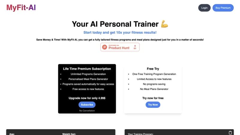 MyFit AI screenshot