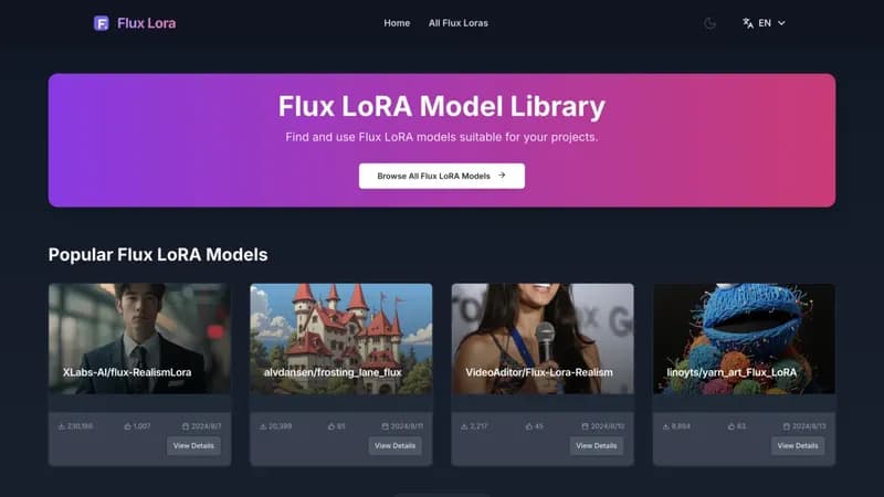 Flux LoRA Model Library screenshot