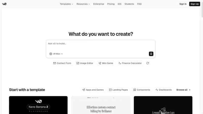 v0 website
