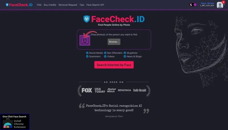 FaceCheck screenshot