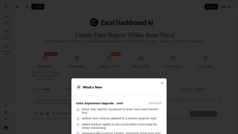 excel dashboard ai website