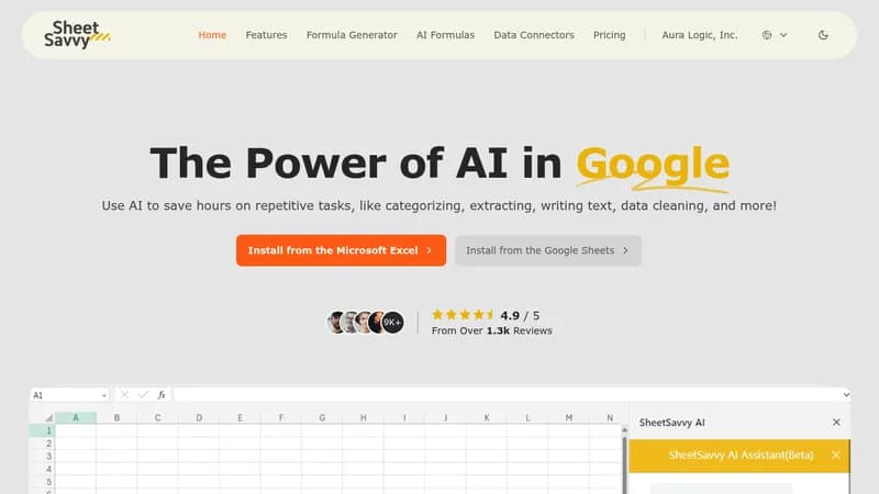 sheetsavvy ai website