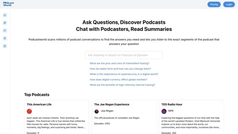 Podcastworld.io screenshot