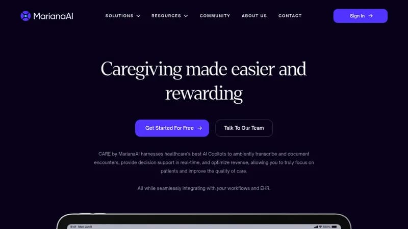 care by marianaai website