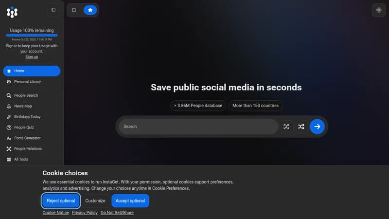instaget | people search engine website