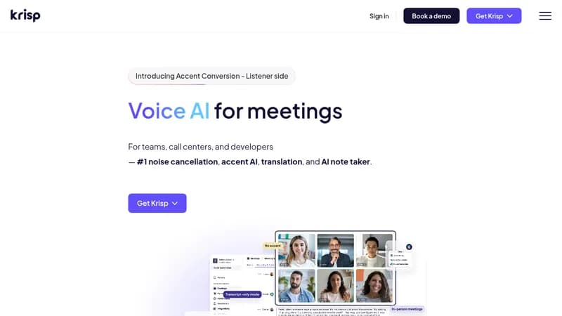 krisp ai meeting assistant website
