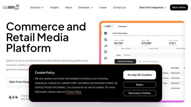 gowit commerce and retail media platform website