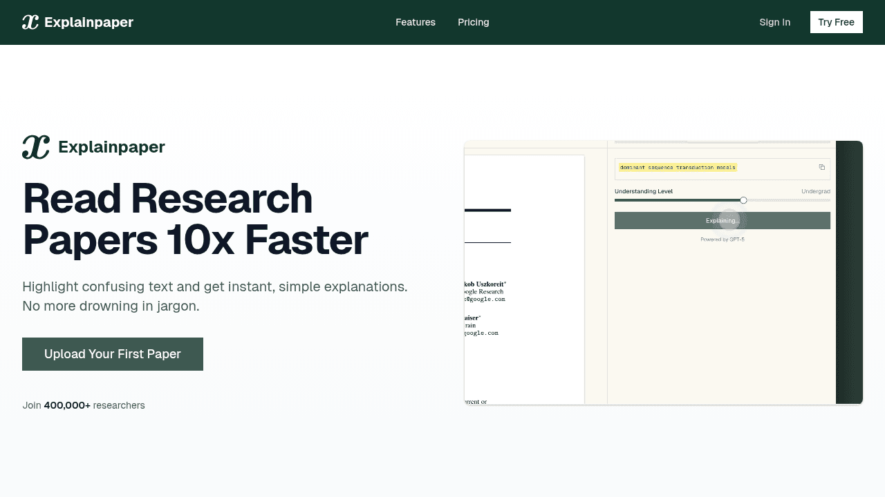 explainpaper website