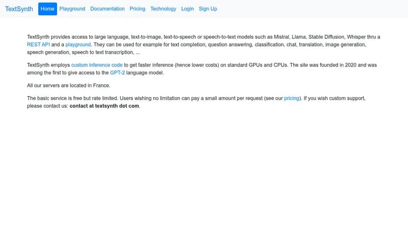 textsynth website