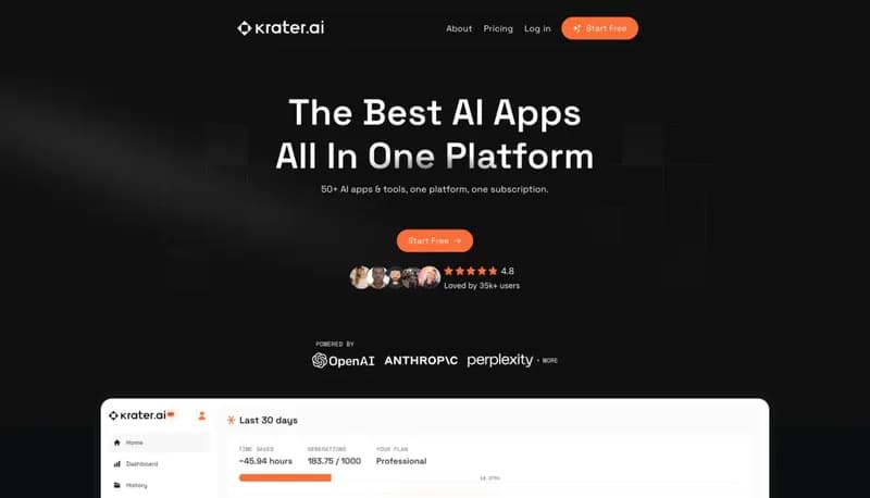 Krater.ai screenshot