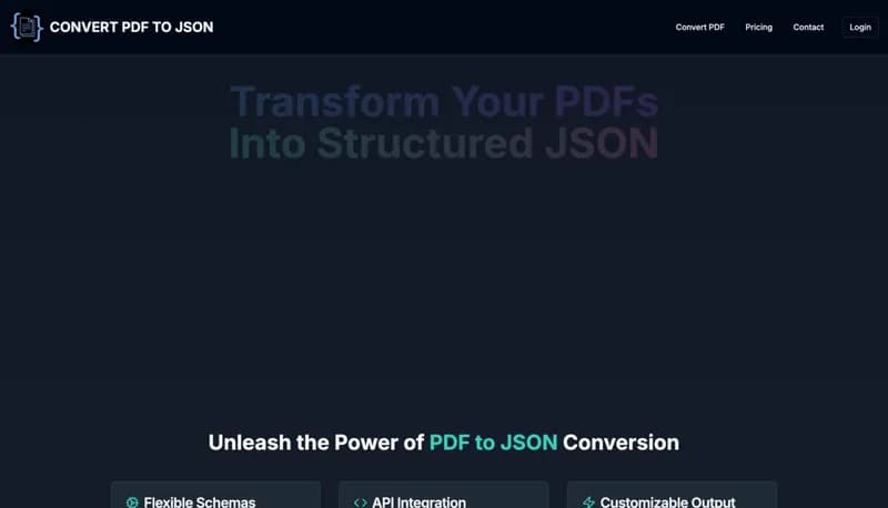 Convert PDF to JSON screenshot