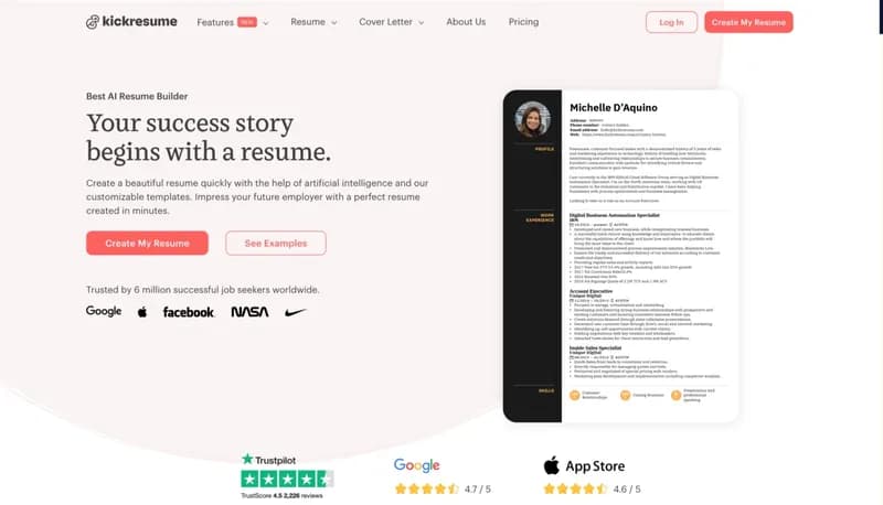 Kickresume screenshot