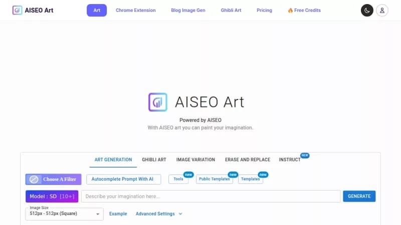 AISEO AI ART Generator screenshot