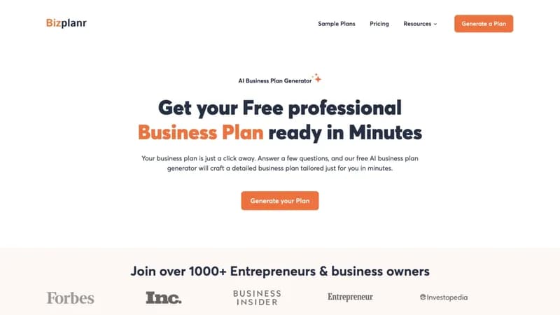 bizplanr.ai screenshot