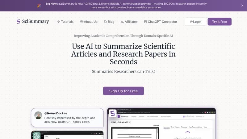 scisummary website