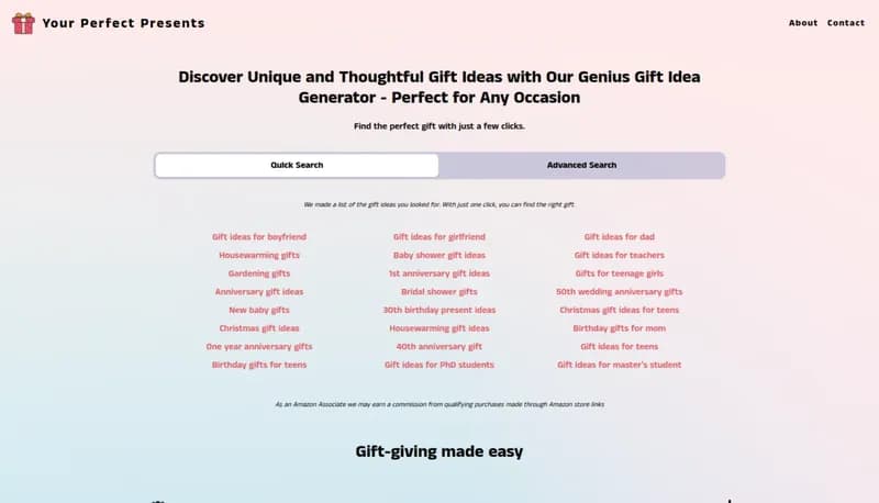 Genius Gift Ideas Generator screenshot