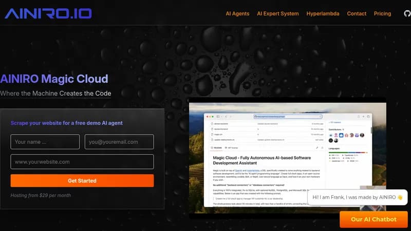 ainiro magic cloud website